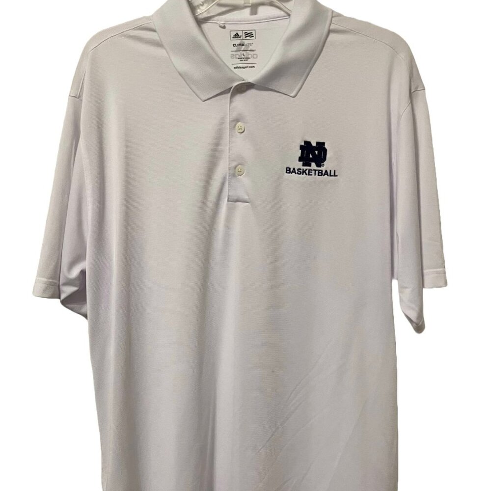 University of Notre Dame Basketball Adidas Climalite Golf Polo Shirt, Large